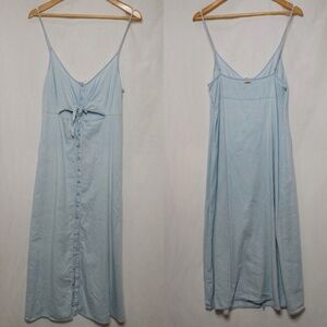 Body Glove Ariana Midi Dress Beachy Cover Up Light Blue Chambray Cutout Bow  L‎